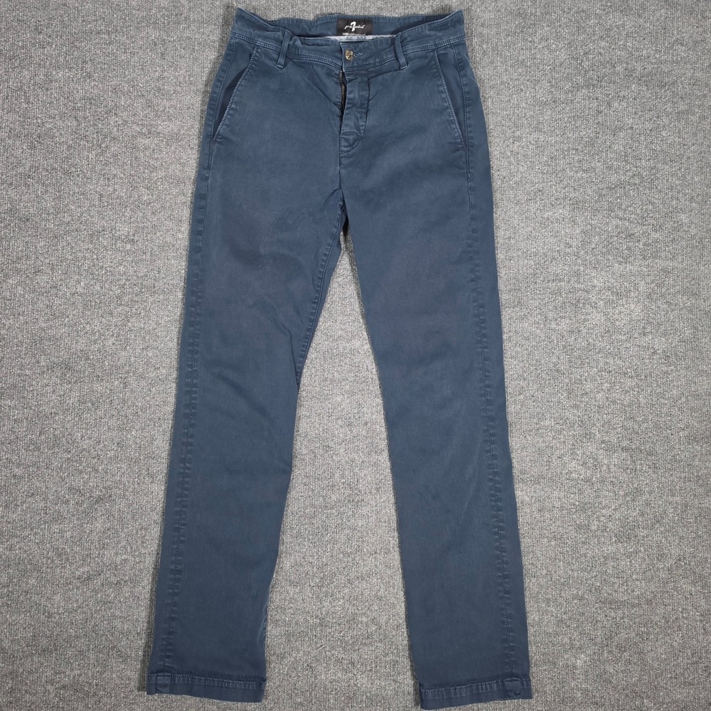 7 For All Mankind Luxe Performance Chino Pant Mens 28 Navy Blue Slim Fit Stretch